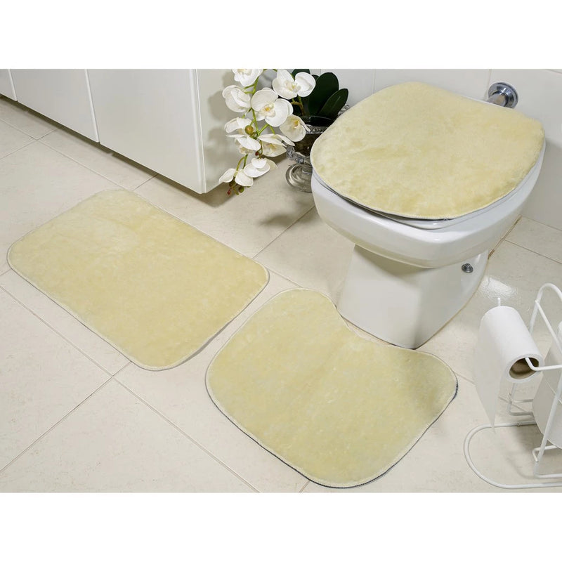Kit 3 Tapetes Para Banheiro Felpa Aveludada de Luxo Antiderrapante